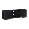 59 in. Wood Black Oak TV Stand with 2 Storage Cabinets