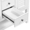 36" Bathroom Vanity with Ceramic Basin, Two Cabinets and Drawers, Open Shelf, Solid Wood Frame