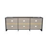 65 in. Wood Black Oak TV Stand with 6 Storage Shelves