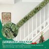 2 Pack 9FT Pre-lit Snow Flocked Christmas Garland, Lighted Artificial Xmas Garland with 200 Warm Lights and 440 Tips and Red Berries