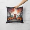Dachshund Spooky Halloween Throw Pillow Machine Washable, Indoor Outdoor Decorative Pillow for Couch, Bed or Patio, 18Hx18W