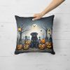Black Pug Spooky Halloween Throw Pillow Machine Washable, Indoor Outdoor Decorative Pillow for Couch, Bed or Patio, 18Hx18W