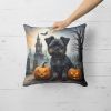 Affenpinscher Spooky Halloween Throw Pillow Machine Washable, Indoor Outdoor Decorative Pillow for Couch, Bed or Patio, 18Hx18W