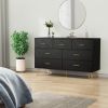 7 Drawer Dresser For Bedroom, Storage Cabinet With Golden Handles, Modern Closet Of Drawers For Living Room