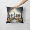 Mariachi Skeleton Band Spooky Halloween Throw Pillow Machine Washable, Indoor Outdoor Decorative Pillow for Couch, Bed or Patio, 18Hx18W