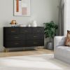 7 Drawer Dresser For Bedroom, Storage Cabinet With Golden Handles, Modern Closet Of Drawers For Living Room