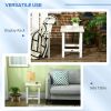 Adirondack Side Table, Square Patio End Table, Weather Resistant 15" Outdoor HDPE Table for Porch, Pool, Balcony, White