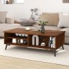 2-Tier Mid Century Modern Coffee Table with Storage Shelves Compartments
