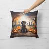 Chocolate Labrador Retriever Spooky Halloween Throw Pillow Machine Washable, Indoor Outdoor Decorative Pillow for Couch, Bed or Patio, 18Hx18W