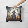 Witch Spooky Halloween Throw Pillow Machine Washable, Indoor Outdoor Decorative Pillow for Couch, Bed or Patio, 18Hx18W