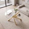 Glass Coffee Table Round Clear Center Table with Tempered Glass Top