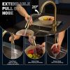 Kitchen Faucets with Soap Dispenser, Solid Stainless Steel Kitchen Faucet with Pull Down Sprayer 3 Modes, Modern Kitchen Sink Faucets with Sprayer