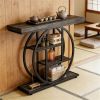 105cm Industrial Console Table 4-Tier Sofa Table Entrance Table with round Foot Modern Vintage Style Living Room Decor
