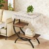 Industrial C-Shaped Coffee Table - 3-Level Small Table with Storage Compartments