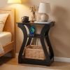 3-Tier Nightstand with Charging Station, Modern Bedside Table with USB Ports And Outlets, Slim End Table for Bedroom, Small Apartment, Dorm Room