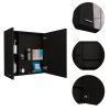 Kenya Medicine Cabinet, Mirror, Double Door, Four Interior Shelves, Black