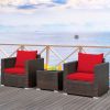 3 Pieces Patio Conversation Rattan Furniture Set with Cushion