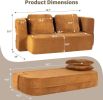 Convertible Sofa Bed with Blanket, Boneless Cloud Couch Queen Scott Fabric for Living Room Bedroom