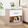 Bedside Table Nightstand with Drawer and Open Storage Shelf