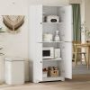 Kitchen Pantry Storage Cabinet, Adjustable Shelves, Freestanding Wooden Cupboard for Dining Room Living Room, Laundry