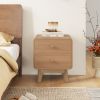 Nightstand with 2 Drawers Solid Rubber Wood Legs