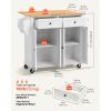 Kitchen Island Cart with Storage, 43.58 in Wide Mobile Rolling Storage Island on Swivel Wheels, with 2 Drawers, Storage Cabinet, Drop Leaf