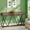 140cm Country Style Console Table Wooden Entrance Hall Sofa Table Rustic Farmhouse Decorative Stand for Living Room