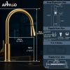 Kitchen Faucets with Soap Dispenser, Solid Stainless Steel Kitchen Faucet with Pull Down Sprayer 3 Modes, Modern Kitchen Sink Faucets with Sprayer