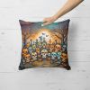 Calaveras Sugar Skulls Spooky Halloween Throw Pillow Machine Washable, Indoor Outdoor Decorative Pillow for Couch, Bed or Patio, 18Hx18W