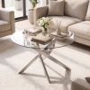 Glass Coffee Table Round Clear Center Table with Tempered Glass Top