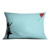 Banksy Balloon Heart Girl Light Blue Cushion
