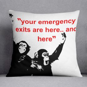 Banksy Emergency Exits Cushion (Insert: With Insert, size: 18" X 18")