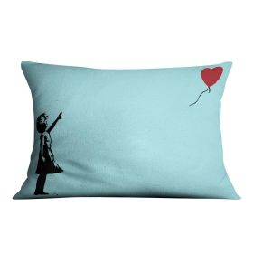 Banksy Balloon Heart Girl Light Blue Cushion (Insert: Without Insert, size: 20" X 20")