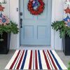 "Independence Day Doormat - USA Flag Design Non-Woven Rug with Rubber Backing, Summer Porch Decor"