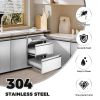 Outdoor Kitchen Drawer Combo,BBQ Triple Drawer & Trash Drawer Combo Stainless Steel for BBQ Island,Grilling Station