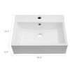 Lordear Rectangle Wall Mount Bathroom Sink Ceramic Vanity Vessel Sink with Single Faucet Hole