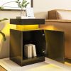 Nightstands Set 2, 15 Inches LED Night Stand Set of 2, Modern Bedside Table with LED Lights, High Gloss Surface, End Table with Storage for Bedroom