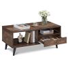 Coffee Table with Storage Rustic Rectangle Center Table Anti-slip Feet for Living Rooms, Lounges, Offices, or Even Bedrooms