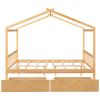Full Size House Platform Bed with Two Drawers; Headboard and Footboard; Roof Design