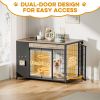 42-Inch Double Wide Wooden Double-Door Dog Crate Side Table Combo