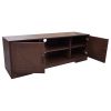 59 in. Wood Black Oak TV Stand with 2 Storage Cabinets