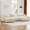 U Shape Modular Sectional Sofa Couch with Two Movable Ottomans, Modern 3 Seat Corner Sofa With Waist Pillows, Throw Pillows and Blostered Armrests