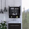 Ozark 24" Medicine Cabinet With Mirror, One Shelf, Black