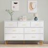7 Drawer Dresser For Bedroom, Storage Cabinet With Golden Handles, Modern Closet Of Drawers For Living Room