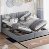 King Size Upholstered Platform Bed with a Hydraulic Storage System, Gray