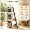 Modern 4-Tier Wooden Bookshelf Vertical Display Compact Bookcase for Small Spaces Home Office Decor
