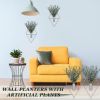 8 Pcs Hanging Planters with Artificial Eucalyptus Metal Hanging Vase Indoor Plants Holder Modern Geometric Boho Bathroom Wall Decor for Living Room Ho