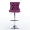 Swivel Velvet Barstools Adjusatble Seat Height from 25-33 Inch, Chrome base Bar Stools with Backs Comfortable Tufted for Home Pub and Kitchen Island