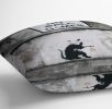 Banksy Rude Policeman Blue Cushion