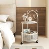 Modern Sofa Side Table on Lockable Wheels for Living Room Bedroom Study